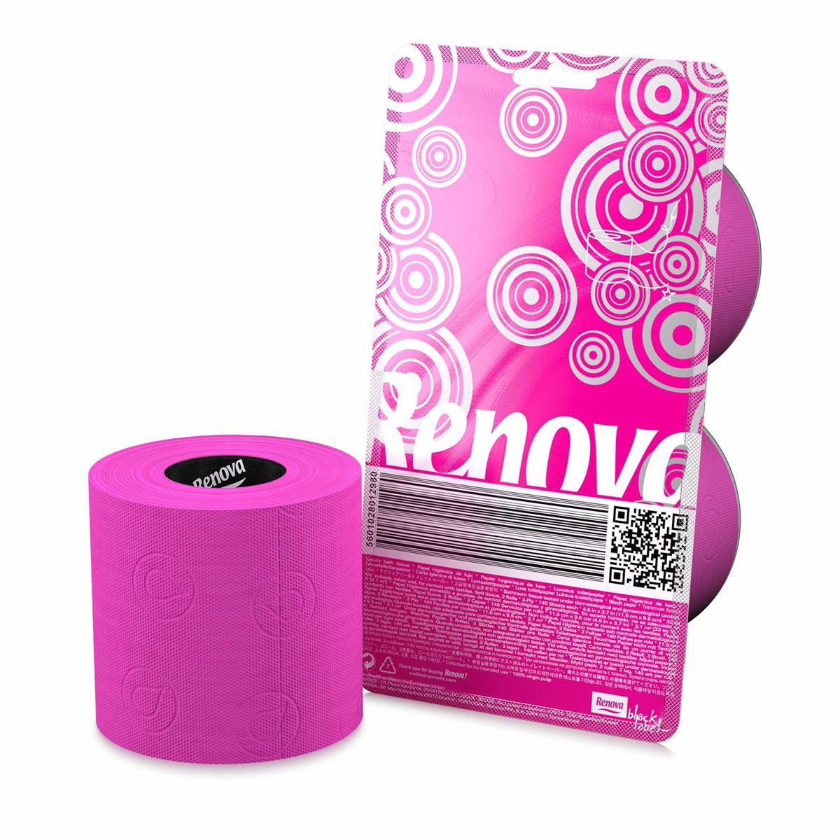 Renova Pink Toilet Paper Blister Pack, 2 Rolls, 140 Sheets Per