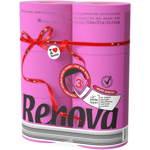 Renova Red Label Maxi Toilet Paper, Fucsia, 6 Rolls