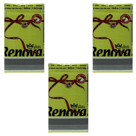 Renova Red Label Napkin- Green (25 Count) (Pack of 3)