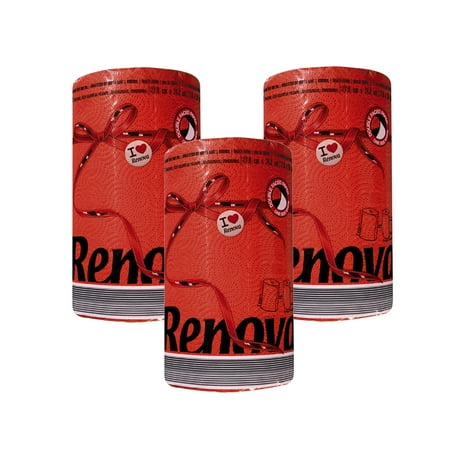 Renova Red Paper Towels, 3 Rolls, 120 Sheets Per Roll