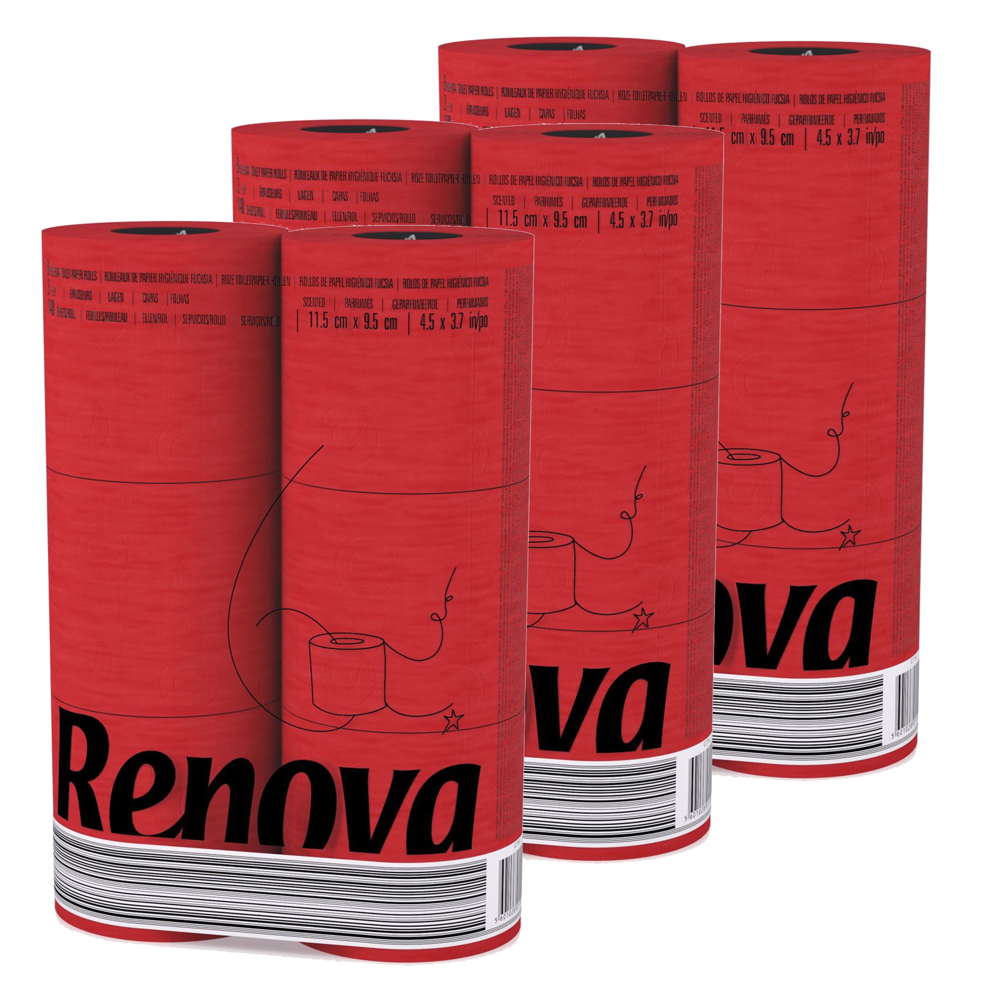  Renova Toilet Roll - Blue Paper (6 Roll Standard Pack) :  Bathroom Tissue : Health & Household