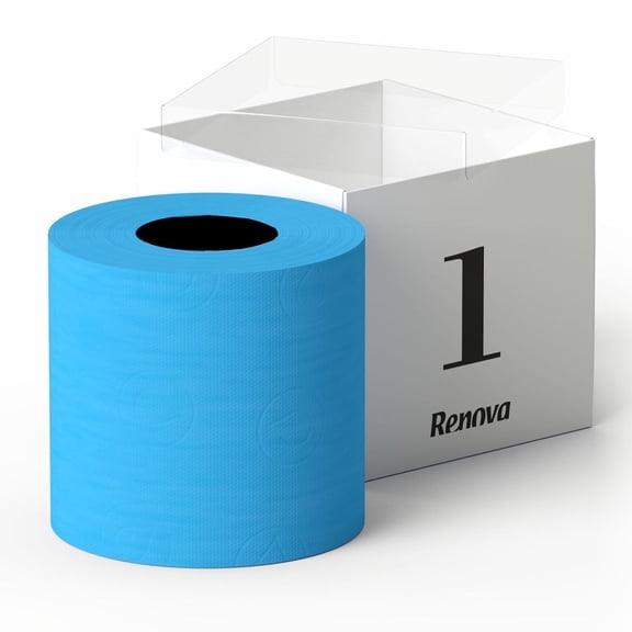 Renova Scented Colored Toilet Paper Gift Box 1 Roll 3-Ply Bath Tissue - Gift Box 1 Roll Blue