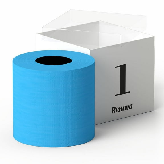 Renova  Scented Colored Toilet Paper Gift Box 1 Roll 3-Ply Bath Tissue - Gift Box 1 Roll Blue