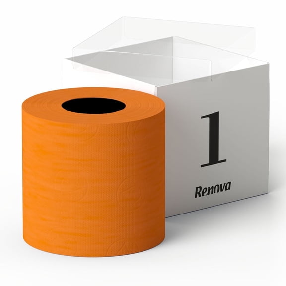 Renova  Scented Colored Toilet Paper Gift Box 1 Roll 3-Ply Bath Tissue - Gift Box 1 Roll Orange