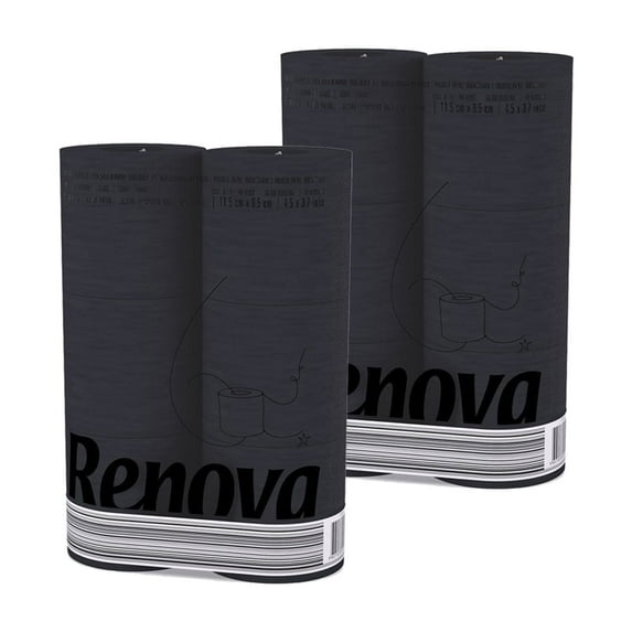 Renova  Scented Colored Toilet Paper Packs 3-Ply Bath Tissue Black 2 Packs of 6 Rolls
