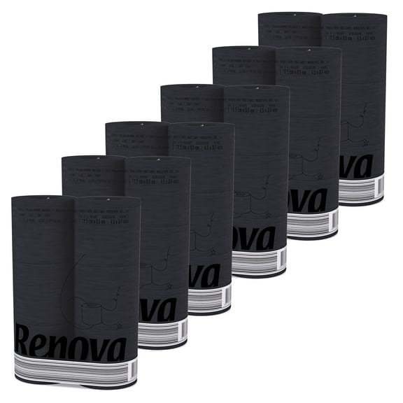 Renova Scented Colored Toilet Paper Packs 3-Ply Bath Tissue Black 6 Packs of 6 Rolls
