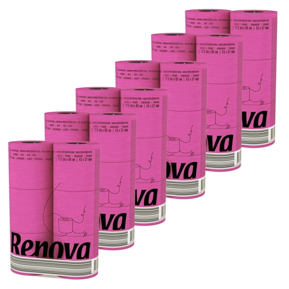 Renova Scented Colored Toilet Paper Packs 3-Ply Bath Tissue Pink 6 Packs of 6 Rolls