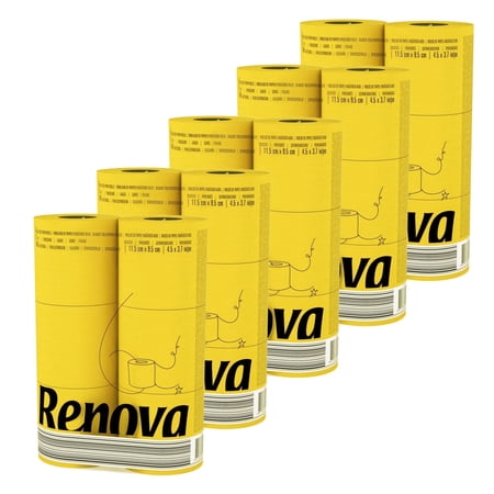 Renova Scented Colored Toilet Paper Packs 3-Ply Bath Tissue Yellow 5 Packs of 6 Rolls