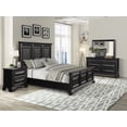 thumbnail image 1 of Roundhill Furniture Vintage Black Wood Bedroom Set, King Panel Bed, Dresser, Mirror, Nightstand, 1 of 12