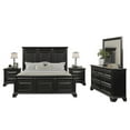 thumbnail image 1 of Roundhill Furniture Vintage Black Wood Bedroom Set, King Panel Bed, Dresser, Mirror, 2 Nightstands, 1 of 15