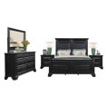 thumbnail image 1 of Roundhill Furniture Vintage Black Wood Bedroom Set, Queen Panel Bed, Dresser, Mirror, 2 Nightstands, 1 of 8