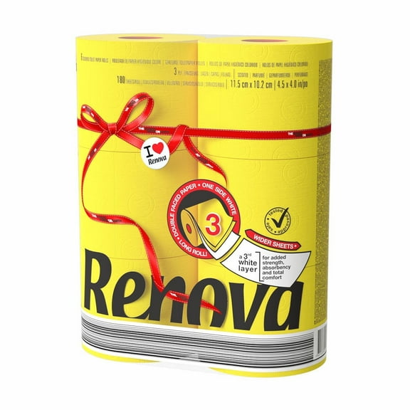 Renova Yellow Jumbo Toilet Paper, 6 Rolls, 180 Sheets Per Roll
