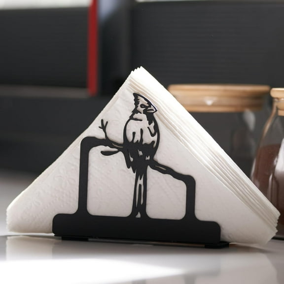Renovatio Cardinal Bird Metal Napkin Holder for Table - Unique Kitchen Counter Decor & Dining Table Decor - Black Napkin Holders for Paper Napkins - Cardinal - Kitchen Accessory