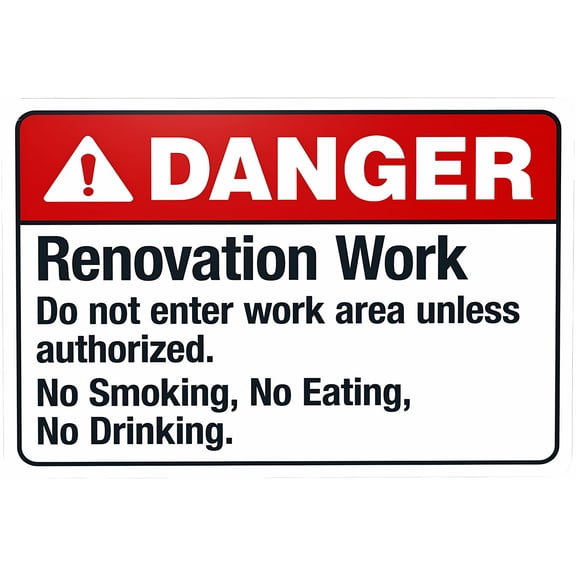 Renovation Work Do Not Enter Work Area Unless Authorized Warning Sign - 8"x12" Construction Security Metal Sign for Home Business Yard Garage Street Wall, Renovation Zone