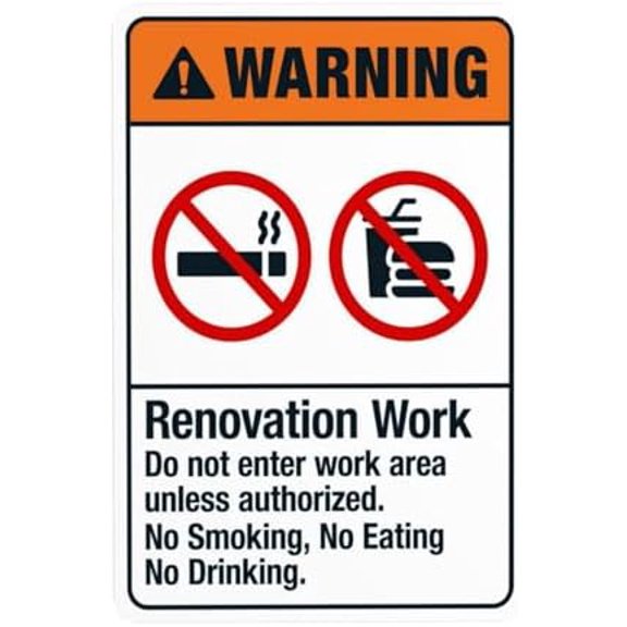 Renovation Work Do Not Enter Work Area Warning Sign, Construction Metal Signs for Business Home Outdoor Indoor Road Yard Street Wall Caution Custom Decor 8 x 12 Inch