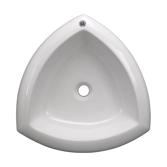 Renovator's Supply 21" Triangular Countertop Bathroom Vessel Sink White Porcelain Reno-Gloss Finish Above Counter Sink