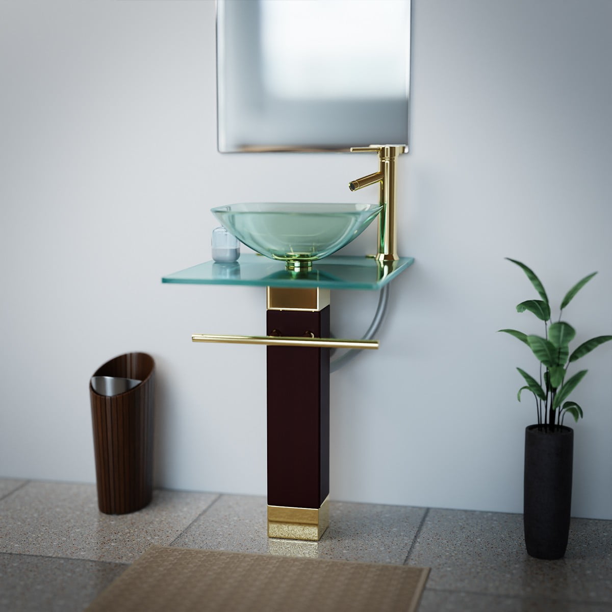 Renovator's Supply 23 5/8" Glass Finish Pedestal Sink Bathroom Vanity