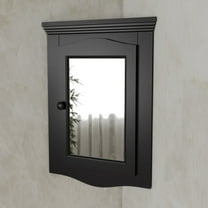 Renovator's Supply Black Hardwood Corner Wall Mount Medicine Cabinet with Recessed Mirror