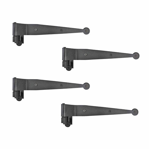 Renovator's Supply Black Offset Strap Lift Off Pintle Hinge 11.75" Pin Hinges for Shutter Doors, Pack of 4