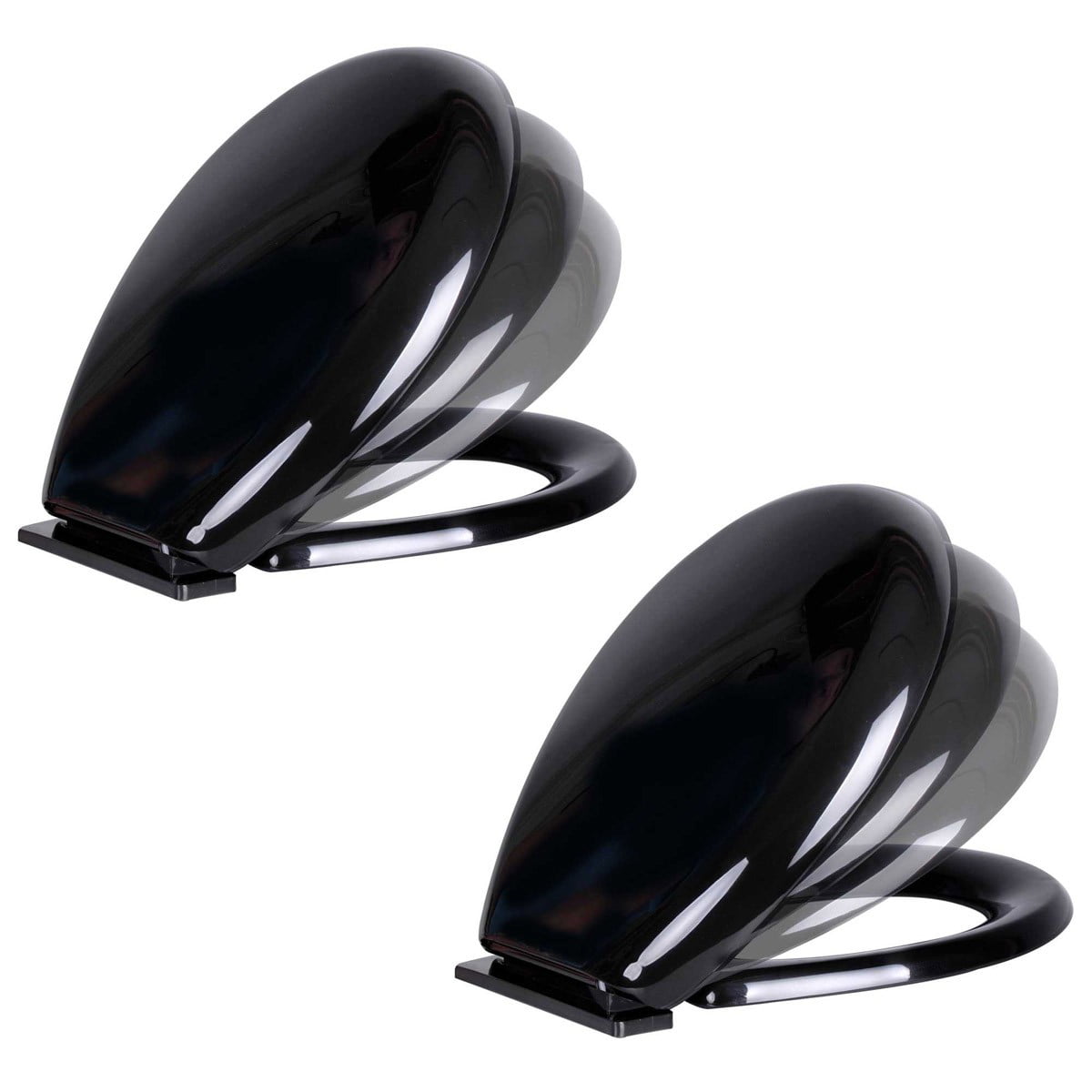 Renovator's Supply Black Round Slow Close No Slam Plastic Toilet Seat Set of 2