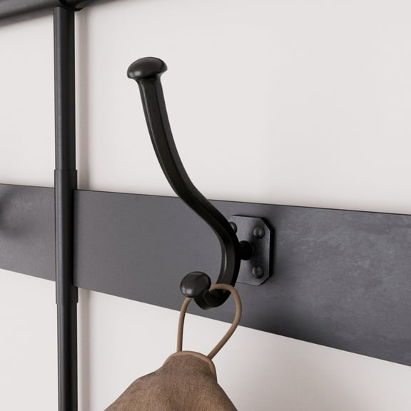 Renovator's Supply Black Wrought Iron Robe and Coat Double Wall Mount Hooks 5" Jacket Hanger