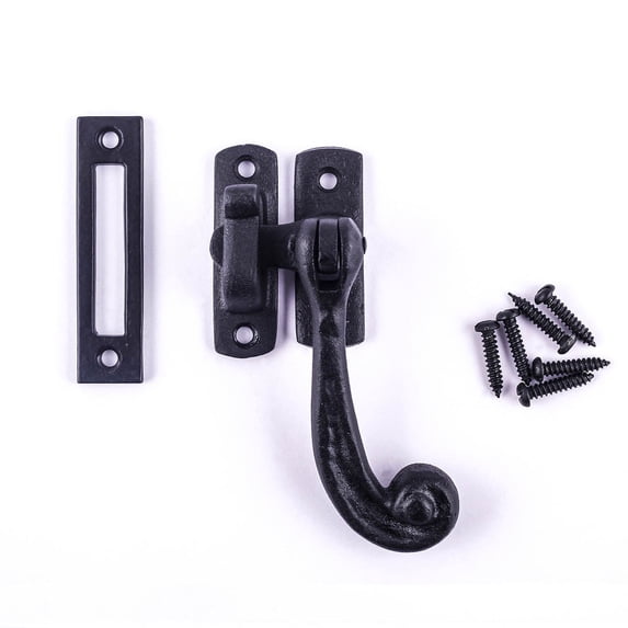 Renovators Supply Black Wrought Iron Window Sash Lock 3.75 Inch Rustic Window Lock Latch Hardware