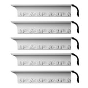 Renovator's Supply Cornice Crown Mouldings White Urethane Daria Ornate DIY Interior Design Home Decoration Ceiling Wall Border Edges 5 Pcs Total 470" L