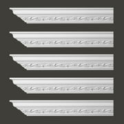 Renovator's Supply Cornice Crown Mouldings White Urethane Lunetta DIY Interior Design Home Decoration Ceiling Wall Border Edges 5 Pcs Total 480" L