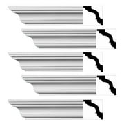 Renovator's Supply Cornice Crown Mouldings White Urethane Wellesley DIY Interior Design Home Decoration Ceiling Wall Border Edges 5 Pcs Total 470" L
