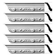 Renovator's Supply Cornice Crown Mouldings White Urethane Williamsburg DIY Interior Design Home Decoration Ceiling Wall Border Edges 5 Pcs Total 470" L