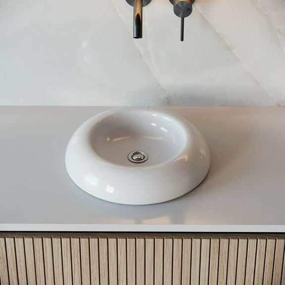 Renovator's Supply Countertop Bathroom Vessel Sink White Round Porcelain Finish 20" in dia. Above Counter Sink