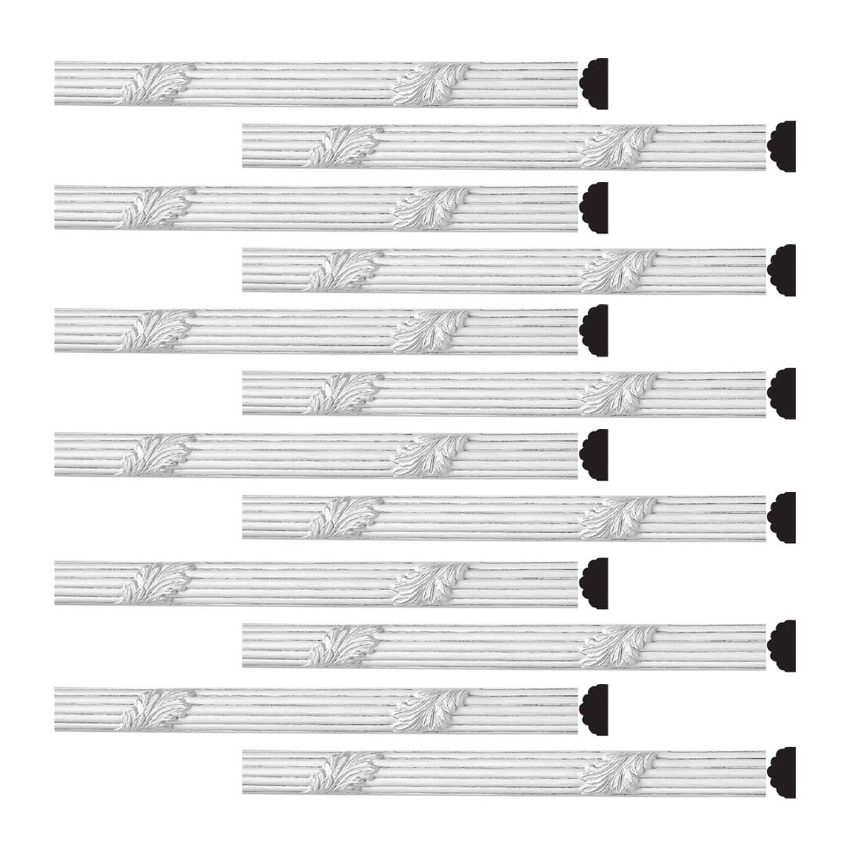 White Urethane Ornate Crown Moulding Set of 12