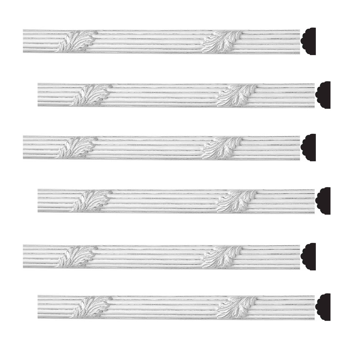 White Urethane Ornate Crown Moulding Set of 6