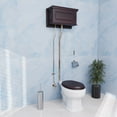 thumbnail image 1 of Renovator's Supply Dark Oak Raised Round Bowl Brass L-pipe High Tank Pull Chain Toilet, White, 1 of 12