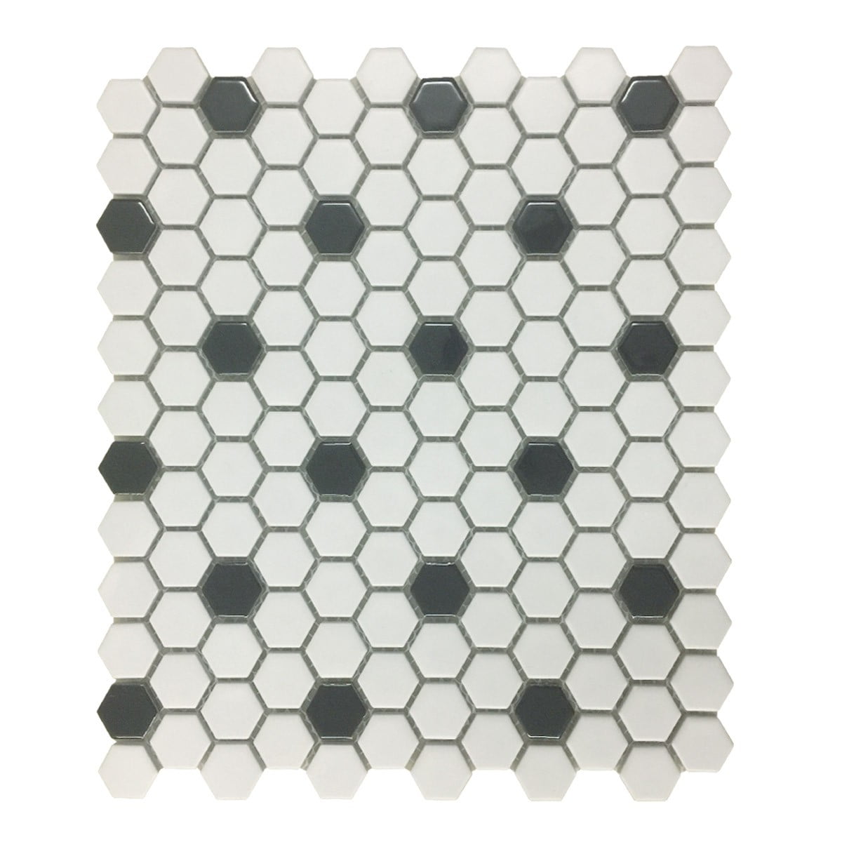 Hexagon Matte White and Black Porcelain Mosaic Tile Sheets for Kitchen and Bathroom