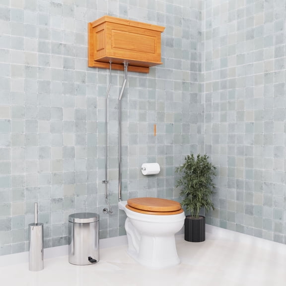 Renovator's Supply Light Oak Finish High Tank Toilets Raised Tank Elongated Toilet