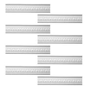 Renovator's Supply Ornate White Urethane Foam Emperial Cornice Crown Mouldings DIY Interior Design Home Decoration Ceiling Wall Border Edges 8 Pcs Total 757" L