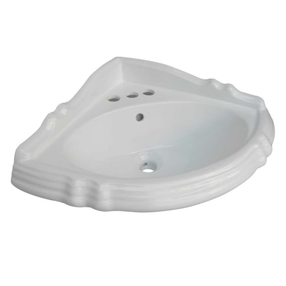 Renovator's Supply Pedestal Corner Sink White Gloss Porcelain Sheffield Wall Mount Basin Only