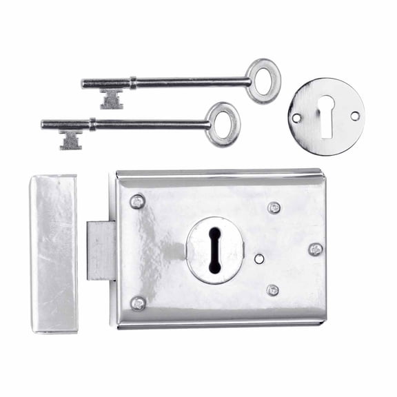 Renovator's Supply Steel Rim Door Lock 4.8" Chrome Plated Door Lock Hardware