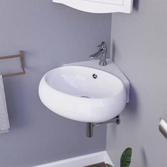 Generic Corner Bathroom Sink – Wall Mounted Stainless Steel Triangle Basin For Dorm, RV & Boat (Type B)
