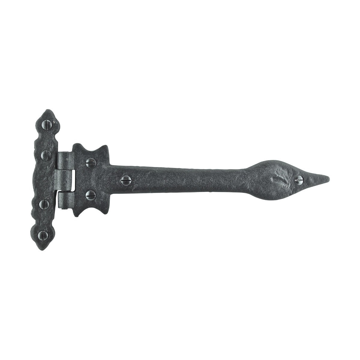 Black Wrought Iron 9-inch Spear Tip Cabinet Door Strap Hinge