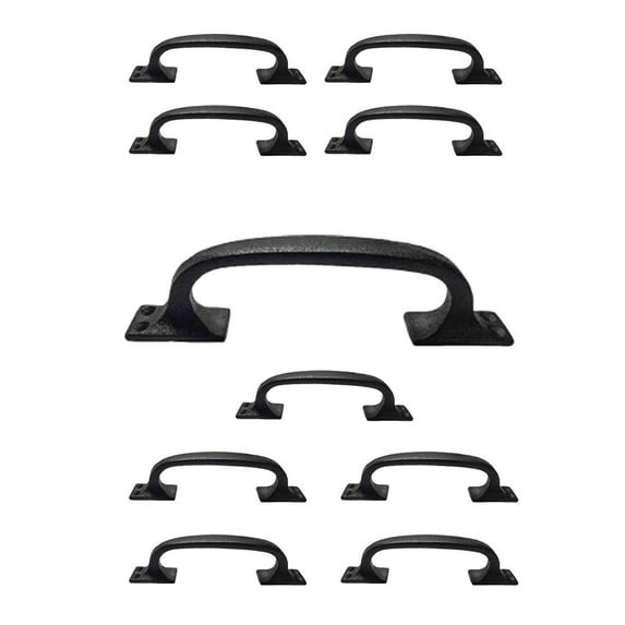 Renovators Supply 10 Pack Cabinet Handles 6" Black Wrought Iron Drawer Pulls/Kitchen Cabinet Handles w/Screws
