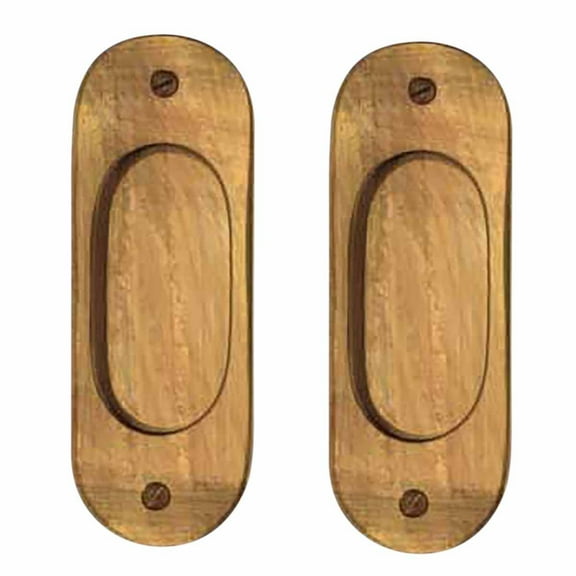 Renovators Supply 2Pcs Oval Sliding Door Pulls Antique Brass Flush Pull Punch-Free Handle for Sliding Barn Doors