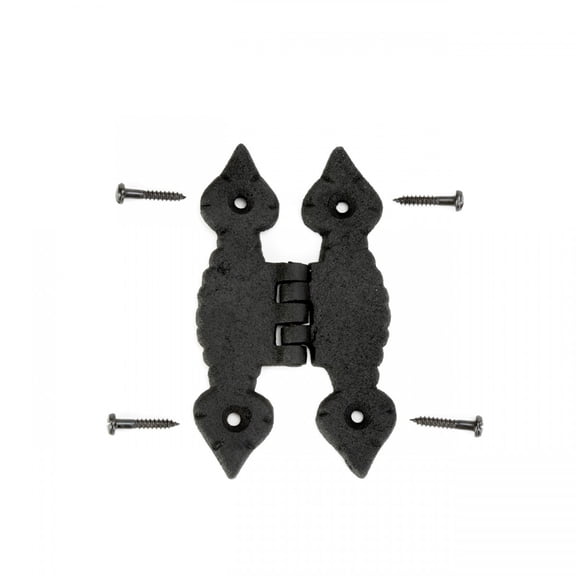 Renovators Supply 4" Cast Iron Cabinet H Hinge Flush Mount Black Spear Tip Design Screws Included