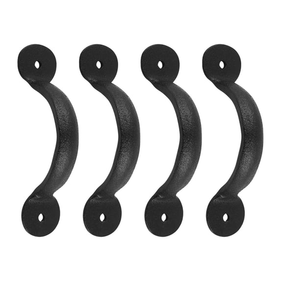Renovators Supply 4 Door or Drawer Pull Black Wrought Iron Bean 3 3/4" x 11/16"