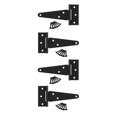 thumbnail image 1 of Renovators Supply 5 in. Black T Strap Shed Door Hinge Flush Mount Cast Iron Barn Door Shed Hinge w/Hardware, Pack of 4, 1 of 5