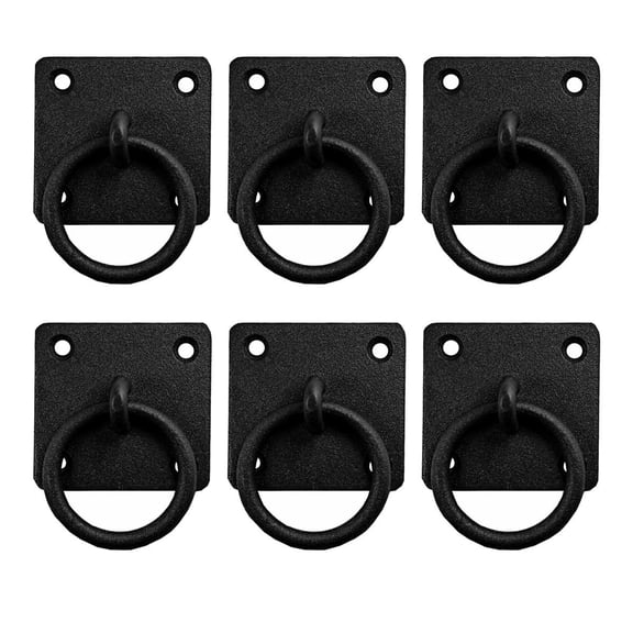 Black Wrought Iron Cabinet Handles 2" x 2" Mission Ring Drawer Pulls with Screws Renovators Supply