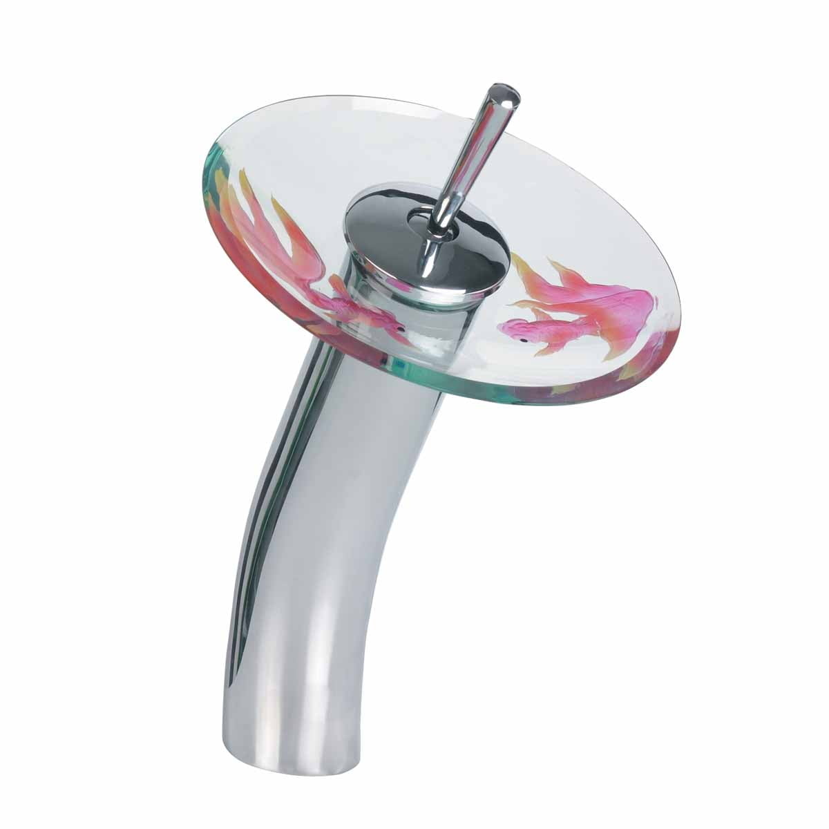Chrome 12" Waterfall Faucet with Koi Fish Glass Disk