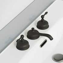 Renovators Supply Bathroom Faucets 8" Widespread Brass Bathroom Sink Faucet w/Black Finish and Pop Up Drain