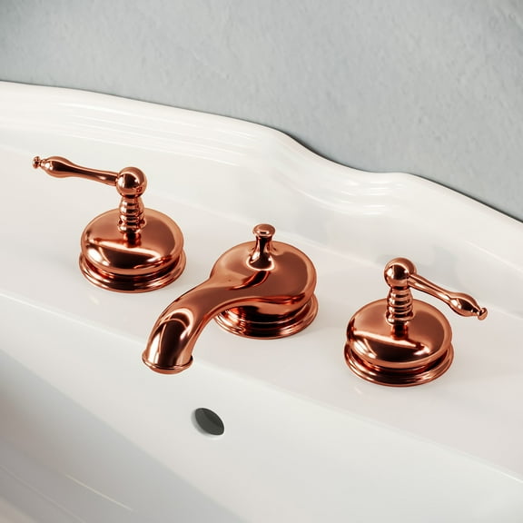 Renovators Supply Bathroom Faucets 8" Widespread Brass Bathroom Sink Faucet w/Rose Gold PVD Coating Finish and Pop Up Drain